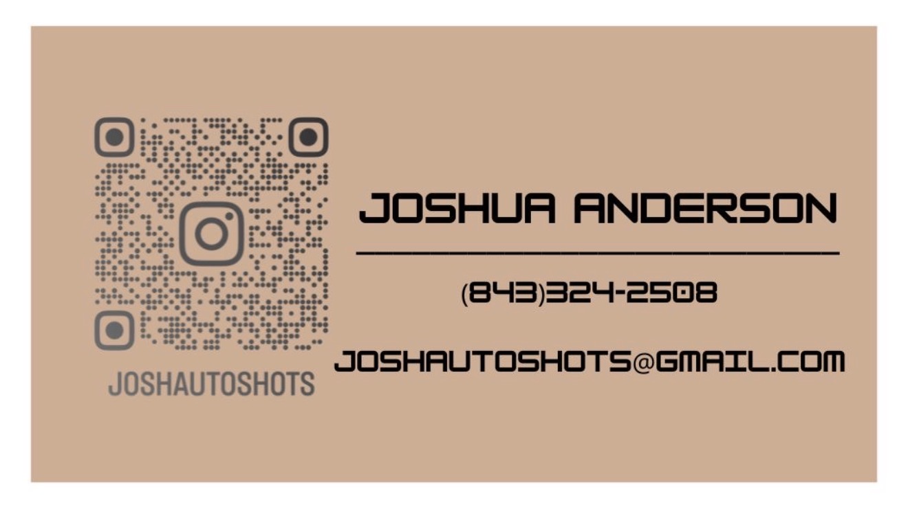 JOSHAUTOSHOTS business card with Instagram QR